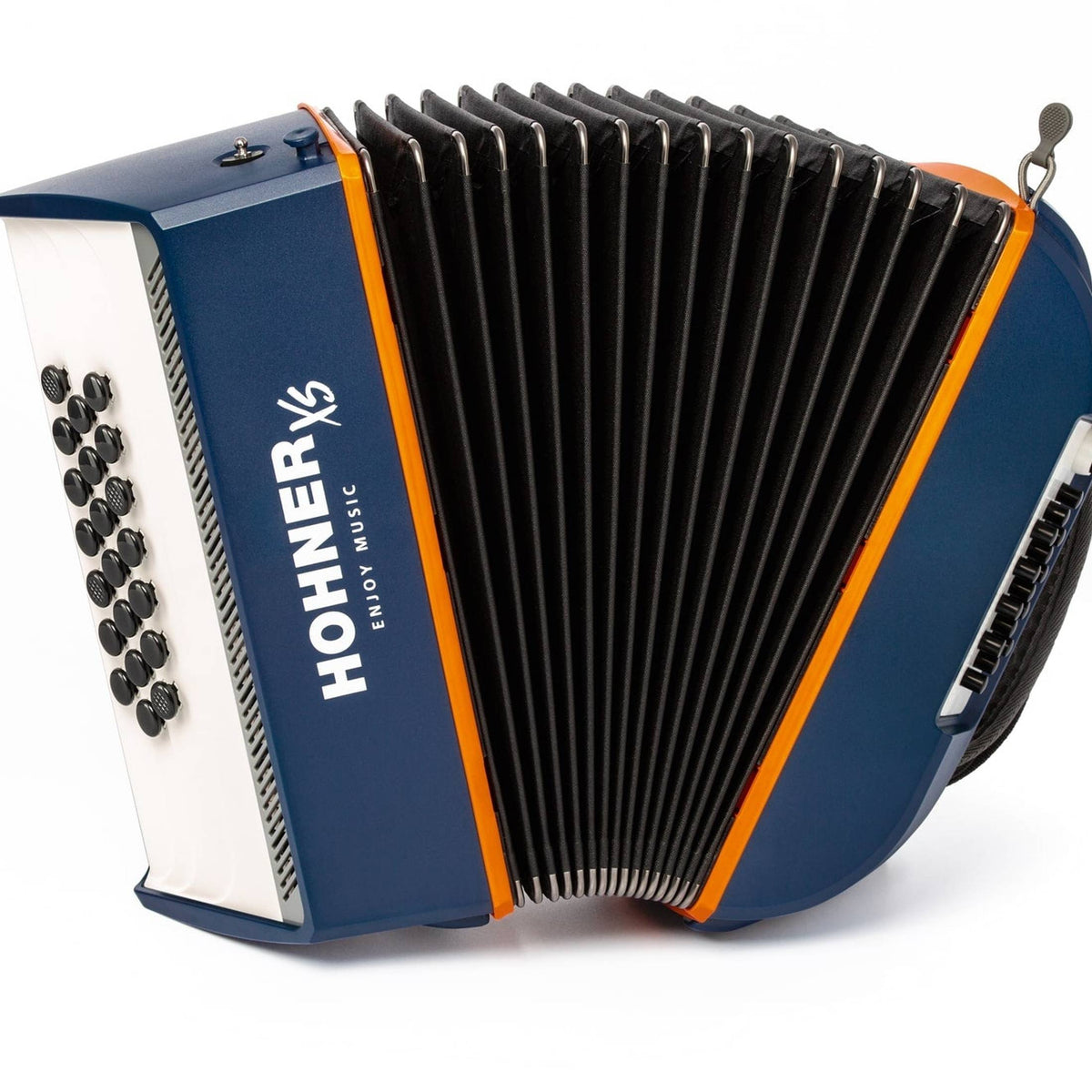 HOHNER A2930 XS Knopaccordeon - 21 knoppen en 15 bassen Blauw‑Oranje met gigbag en draagriem voor kinderen