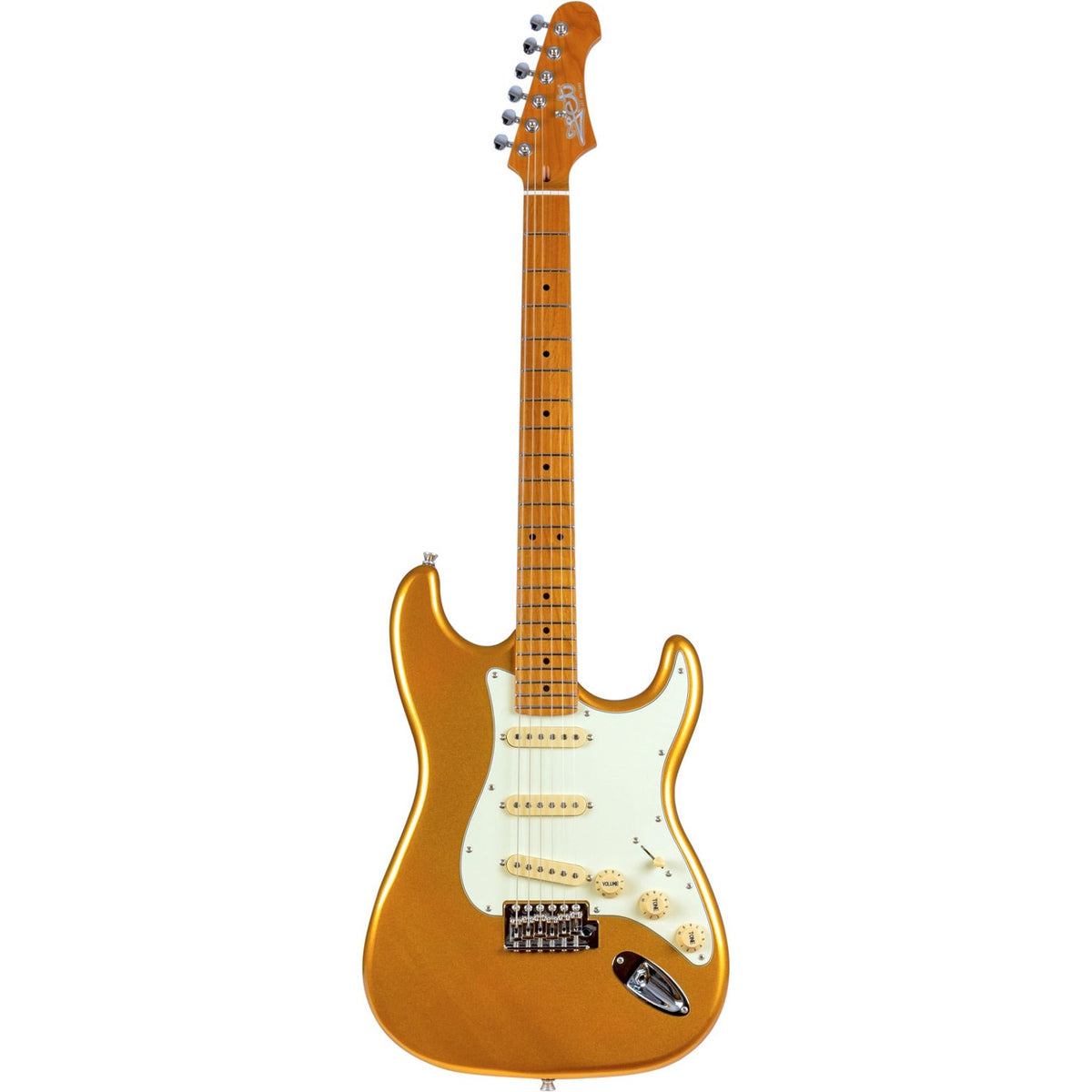 JET JS-300 GD S-style Elektrische Gitaar SSS Tremolo Roasted Maple Toets Goud