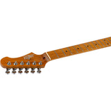 JET JS-600 TGR S-style Elektrische Gitaar HSS Mahonie Body Flame Maple Top Transparant Groen