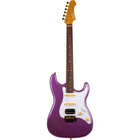 JET JS-480 VI G S-style Elektrische Gitaar HSS Alnico V Tremolo Rosewood Toets Violet met Gouden Hardware