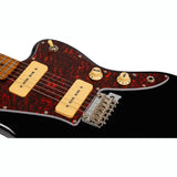JET JJ-300 P90 BK Offset Elektrische Gitaar Dual P90 Tremolo Roasted Maple Zwart