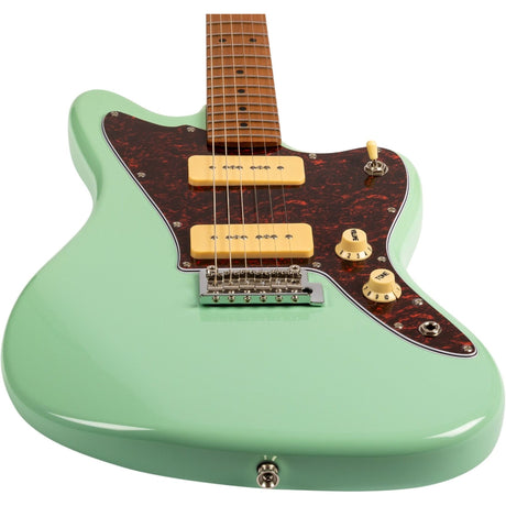 JET JJ-300 P90 SFG Offset Elektrische Gitaar Dual P90 Tremolo Roasted Maple Seafoam Green