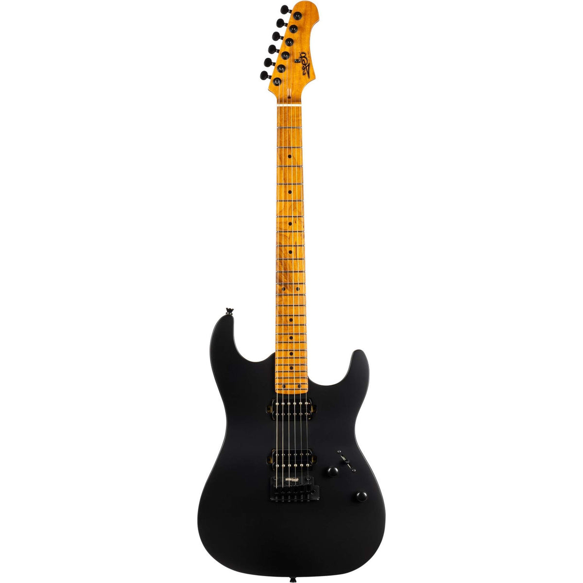 JET JS-500 MBK S-style Elektrische Gitaar HH Wilkinson Tremolo Roasted Maple Toets Mat Zwart