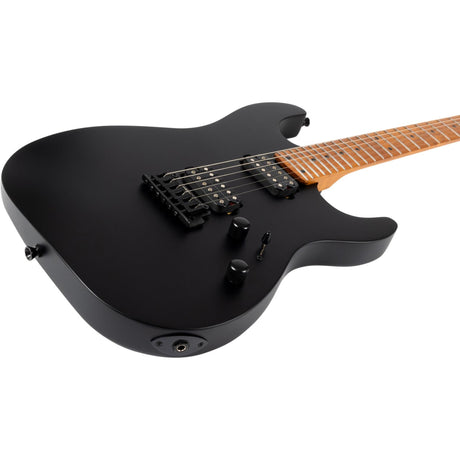 JET JS-500 MBK S-style Elektrische Gitaar HH Wilkinson Tremolo Roasted Maple Toets Mat Zwart