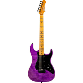 JET JS-600 TPP S-style Elektrische Gitaar HSS Mahonie Body Flame Maple Top Transparant Paars