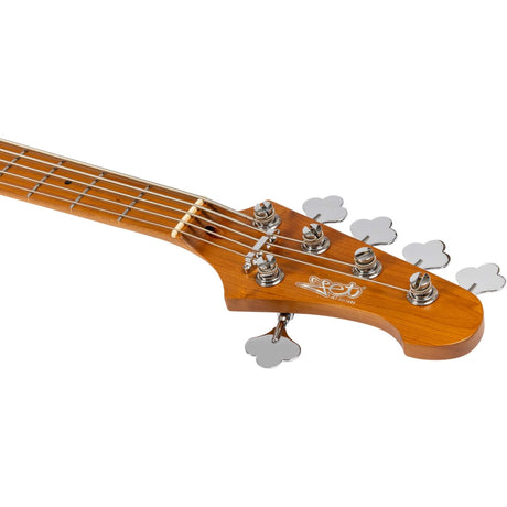 JET JJB-305 DBL JB-style 5-snarige Elektrische Bas Roasted Maple Diep Blauw
