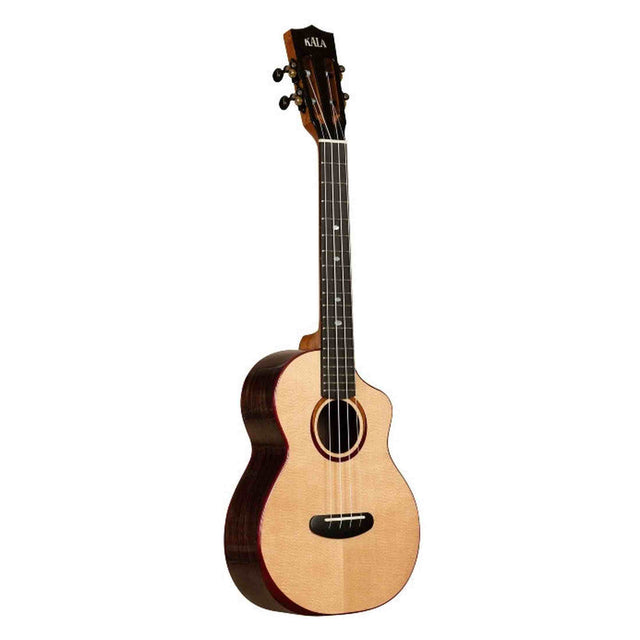 Kala Contour All Solid Spruce Rosewood tenor ukulele – sparren & palissander, gloss finish, cutaway en gigbag