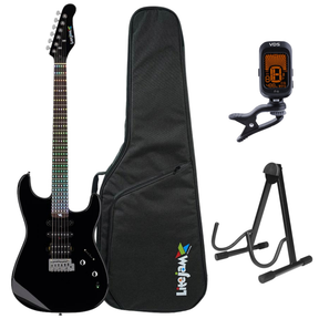 Litejam RGB24/BK Smart Learning Elektrische Gitaar Set Black 24 frets HSH RGB LED