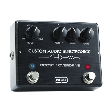 MXR MC402 Boost/Overdrive – Zwart Analoog Pedaal, Toonregeling, Dubbele Schakelaar en True Bypass