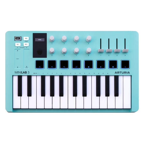 Arturia MiniLab 3 Aquamarine MIDI controller met 25 toetsen, pads en USB-C