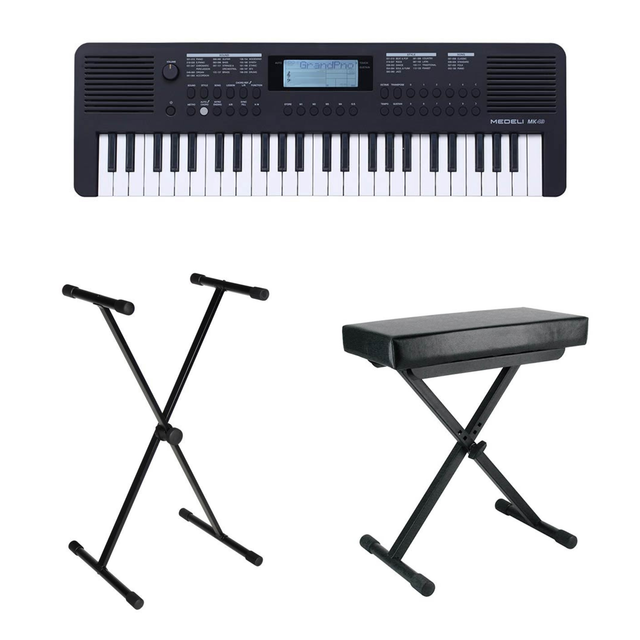 Medeli MK49/BK Nebula Series keyboard set, 49 aanslaggevoelige mini-toetsen, Auto Chord, 2 x 2,5 watt, inclusief standaard en kruk