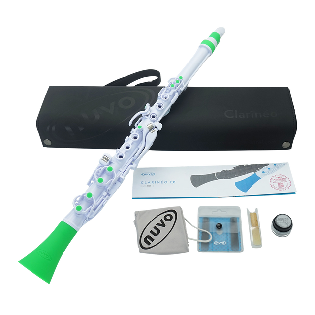 NUVO CL120WGR Clarinéo 2.0 – C-stemming, 275 g, wit/groen, incl. etui en accessoires
