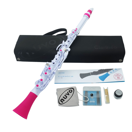 NUVO CL120WPK Clarinéo 2.0 – C-stemming, 275 g, wit/pink, incl. etui en accessoires