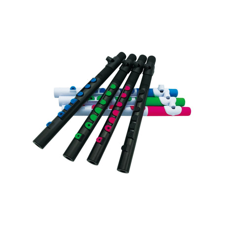 NUVO TooT 2.0 zwart-roze kinder dwarsfluit blokfluit alternatief met kleppen en Firstnote