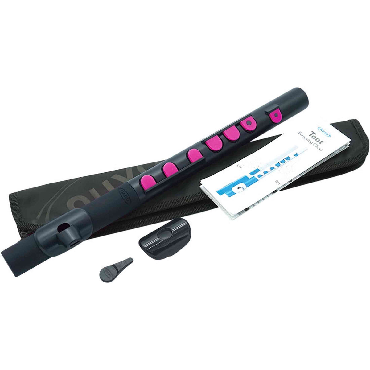 NUVO TooT 2.0 zwart-roze kinder dwarsfluit blokfluit alternatief met kleppen en Firstnote