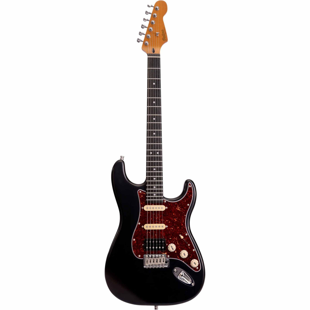 Patina PS-4 BK S-style Elektrische Gitaar HSS Alnico V Nitro Paulownia Body Roasted Maple Hals Zwart
