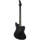 Spira J-400 MBK Baritone Offset Elektrische Gitaar HH Villain Humbuckers 27 Inch Roasted Poplar Satin Black