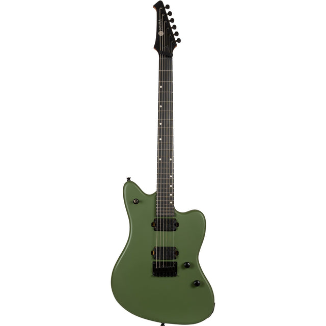 Spira J-400 MGR Offset Elektrische Gitaar HH Villain Humbuckers Roasted Poplar Ebony Tech Satin Green