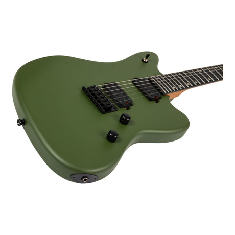 Spira J-400 MGR Offset Elektrische Gitaar HH Villain Humbuckers Roasted Poplar Ebony Tech Satin Green