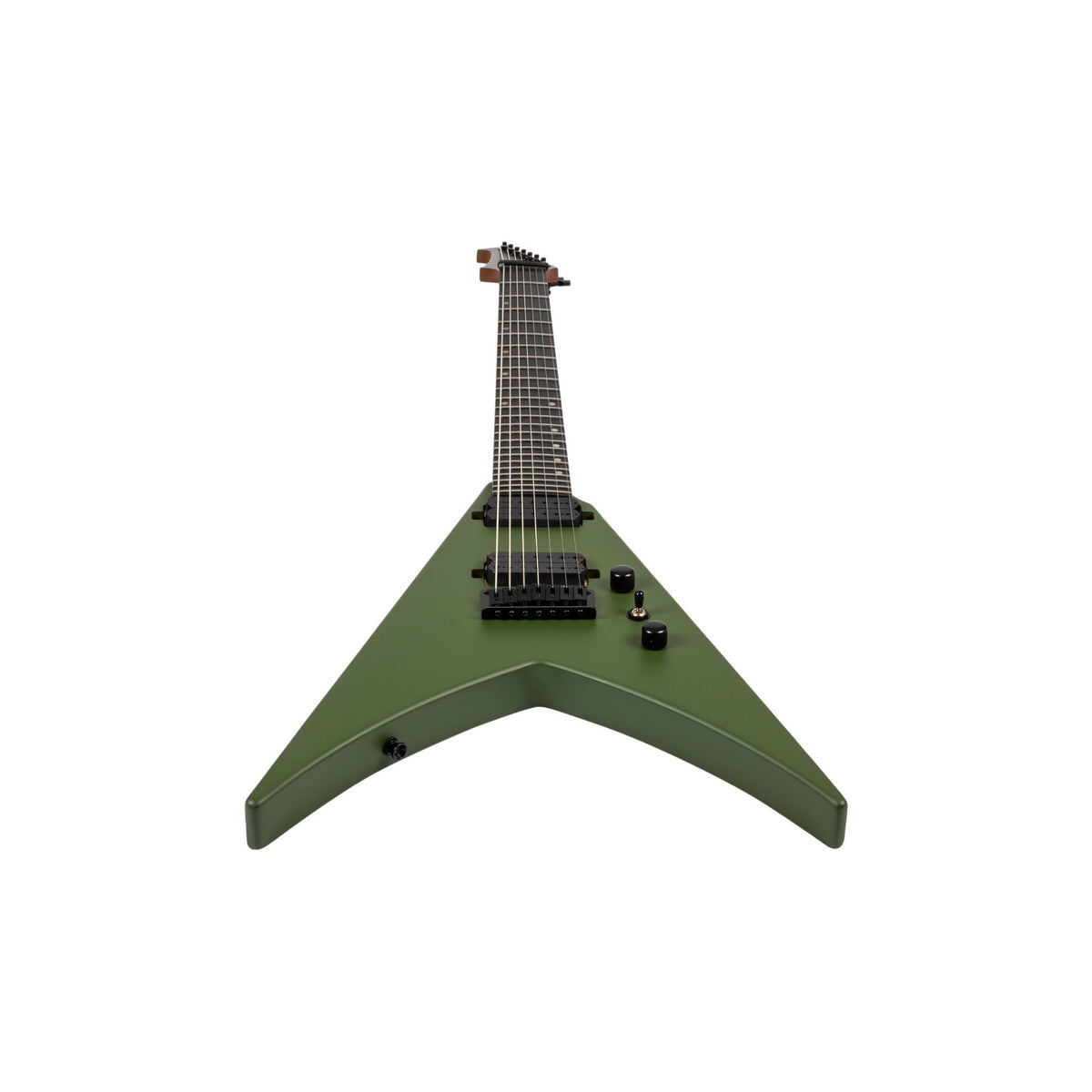 Spira V-407 MGR V-Style 7-Snarige Elektrische Gitaar HH Villain Humbuckers Roasted Poplar Satin Green