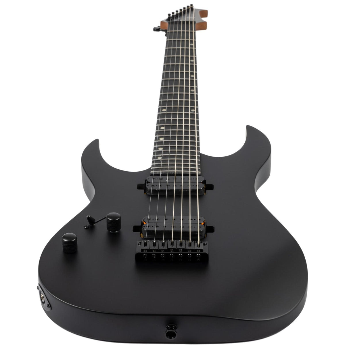 Spira S-407 MBK LH Linkshandige 7-String Elektrische Gitaar HH Villain Humbuckers Roasted Poplar Satin Black 26.5 inch