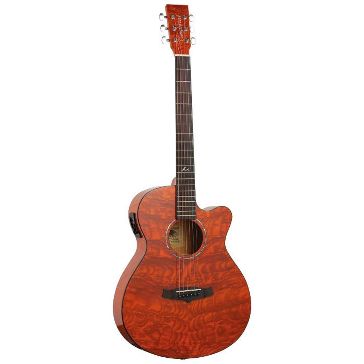 Tanglewood Azure TA4CEHN Super Folk Cutaway Elektro-Akoestische Gitaar Quilted Ash Honey Gloss