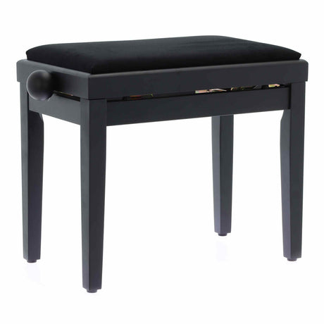 QUIKLOK PB010BKS Piano Bank – Verstelbaar 480-570 mm, Fluwelen Zitting, Mat Zwart
