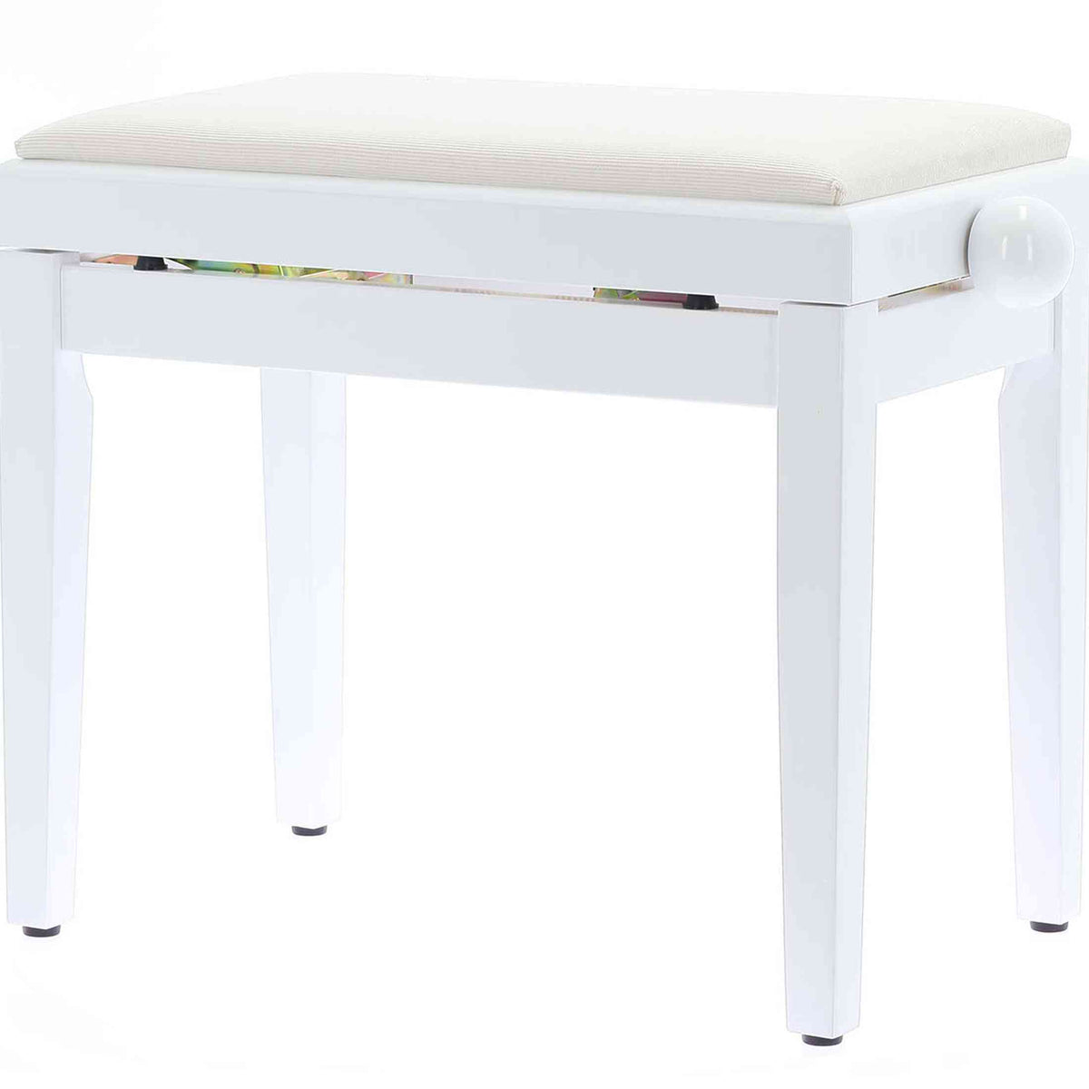 QUIKLOK PB010WH Piano Bank – Verstelbaar 480-570 mm, Fluwelen Zitting, Hoogglans Wit