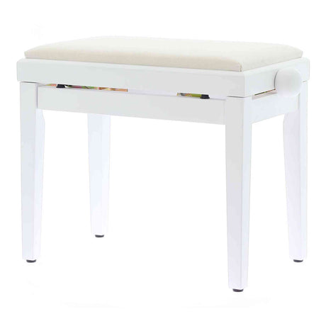 QUIKLOK PB010WHS Piano Bank – Verstelbaar 480-570 mm, Fluwelen Zitting, Mat Wit