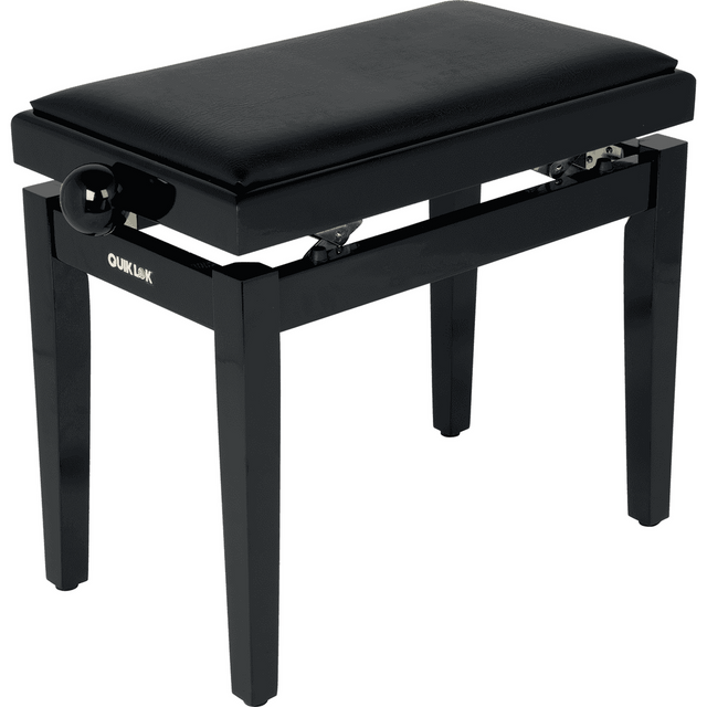 QUIKLOK PB100BKL Piano Bank – Verstelbaar 480-570 mm, Kunstleren Zitting, Hoogglans Zwart