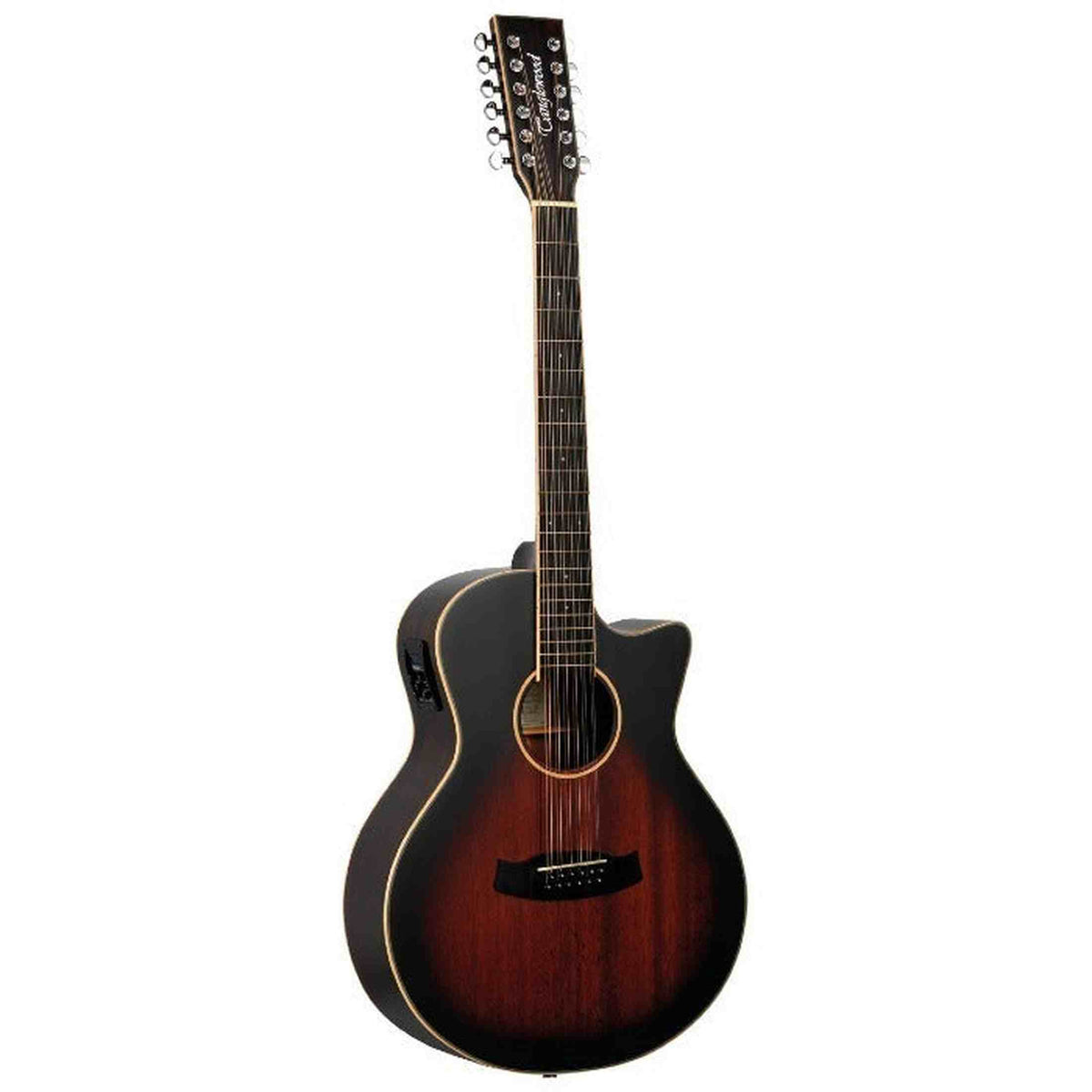 Tanglewood Winterleaf TW6-12 CE AVB 12-Snarige Dreadnought Cutaway Elektro-Akoestische Gitaar Mahogany Autumn Vintage Burst