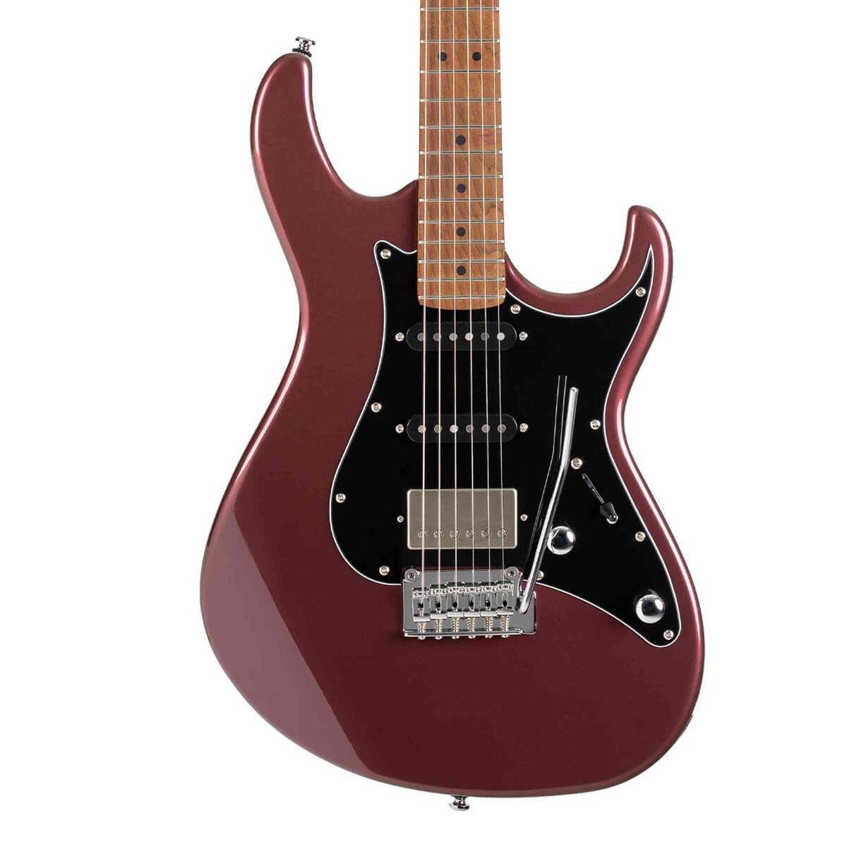 Cort G250SE VVB Elektrische Gitaar HSS Linden Roasted Maple Vivid Burgundy met 2-Punts Tremolo