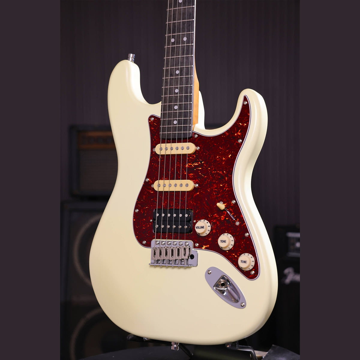 Patina PS-4 OW S-style Elektrische Gitaar HSS Alnico V Nitro Paulownia Body Roasted Maple Hals Olympic White