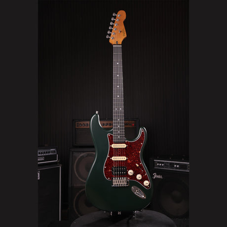 Patina PS-4 SGR S-style Elektrische Gitaar HSS Alnico V Nitro Paulownia Body Roasted Maple Hals Sherwood Green