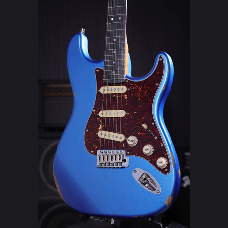 Patina PS-6 LPB R S-style Elektrische Gitaar SSS Alnico V Nitro Relic Paulownia Body Roasted Maple Hals Lake Placid Blue