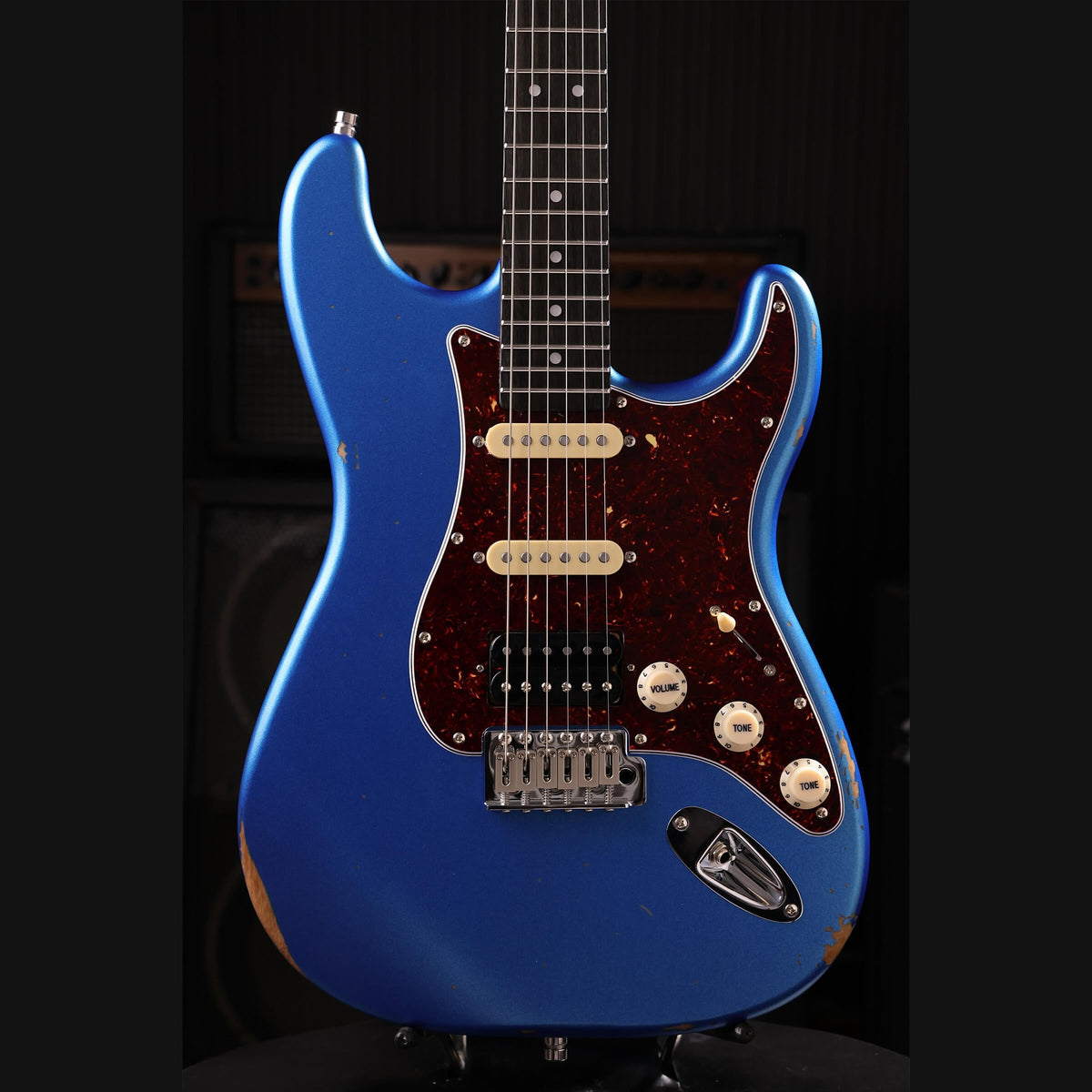 Patina PS-7 LPB R S-style Elektrische Gitaar HSS Alnico V Nitro Relic Paulownia Body Roasted Maple Hals Lake Placid Blue