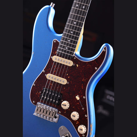 Patina PS-7 LPB R S-style Elektrische Gitaar HSS Alnico V Nitro Relic Paulownia Body Roasted Maple Hals Lake Placid Blue
