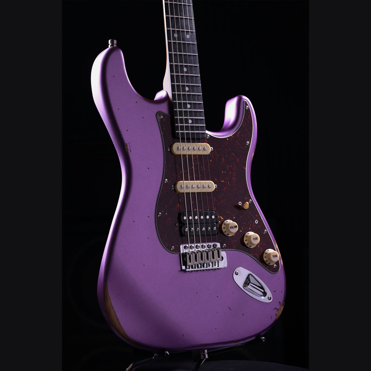 Patina PS-7 PP R S-style Elektrische Gitaar HSS Alnico V Nitro Relic Paulownia Body Roasted Maple Hals Paars