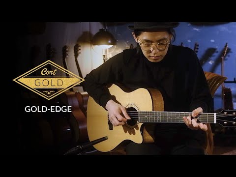 Guitare électro-acoustique CORT Gold-Edge Grand Auditorium Cutaway tout massif finition naturelle brillante avec étui