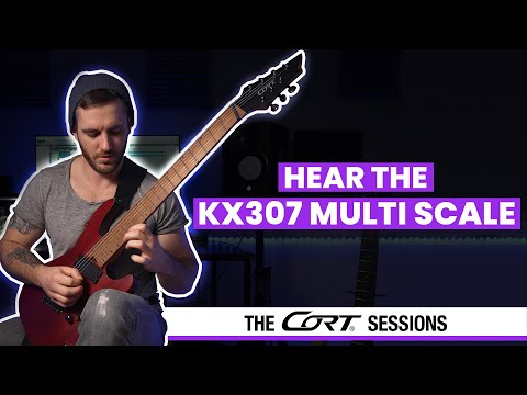 Guitarra eléctrica Cort KX307 Multi Scale OPBK de 7 cuerdas estilo ST color negro