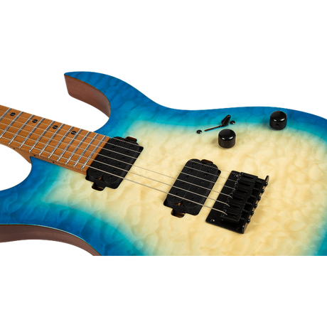 Spira Guitars S-500 QAB Trans Aqua Blue elektrische gitaar ST model