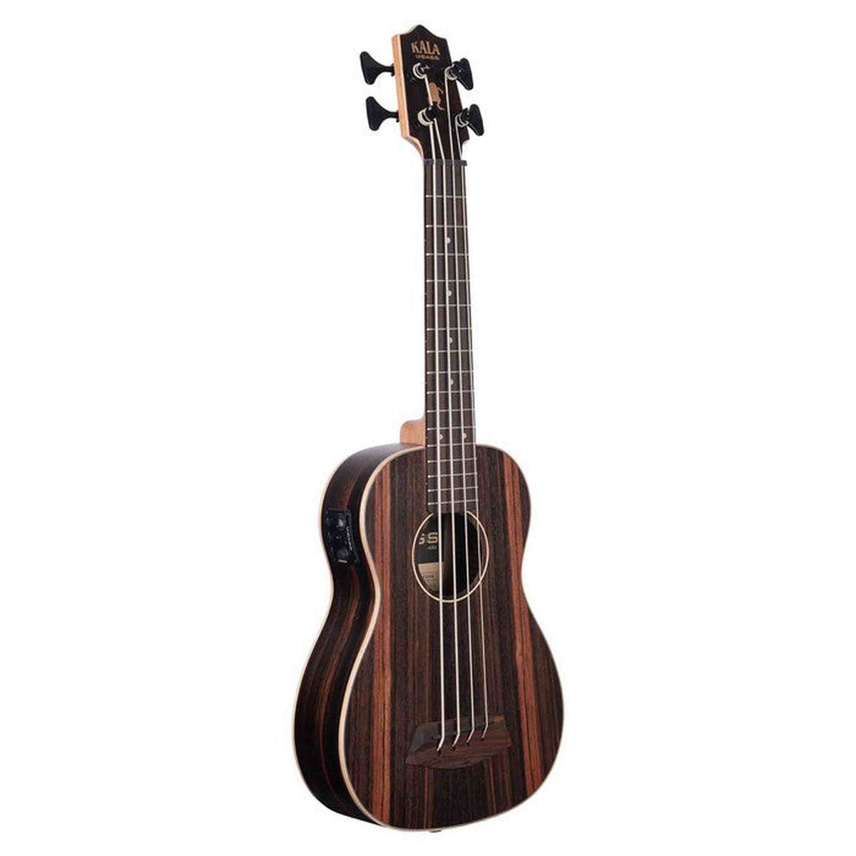 Kala Striped Ebony U•BASS® bas ukulele – Gestreept Ebben, Roundwound Snaren, Fishman EQ en Gigbag