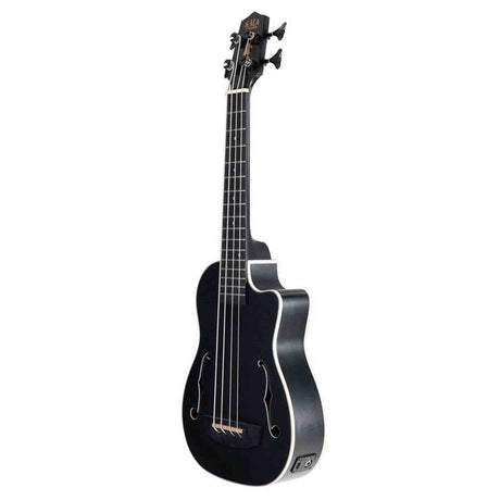 Kala Journeyman Black U•BASS® bas ukulele – Mahonie, Matte Zwart, F-Holes, Elektrisch-Akoestisch met EQ en Gigbag