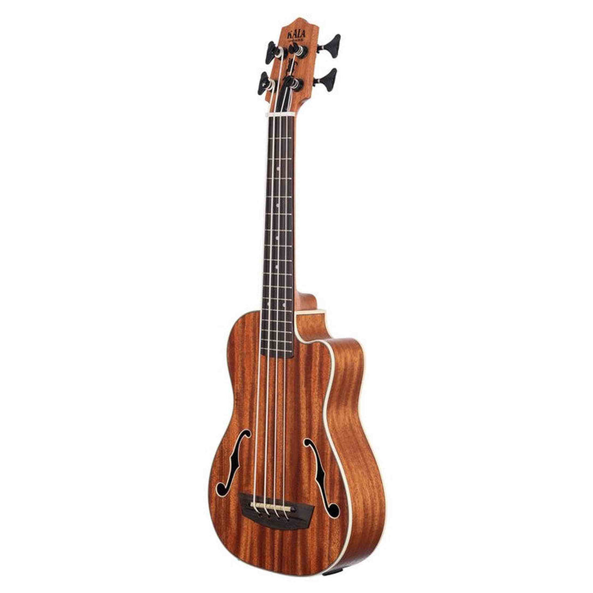 Kala Journeyman U•BASS® bas ukulele – Mahonie, F-Holes, Elektrisch-Akoestisch met EQ en Gigbag